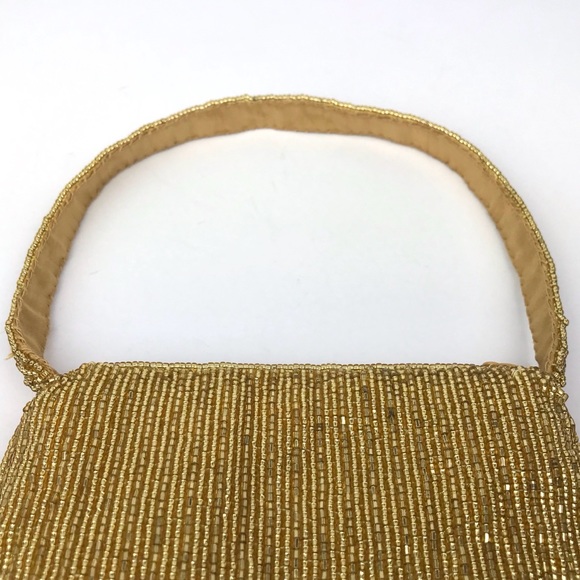 La Regale Gold Beaded Handbag Wristlet Clutch Bag - Picture 4 of 8
